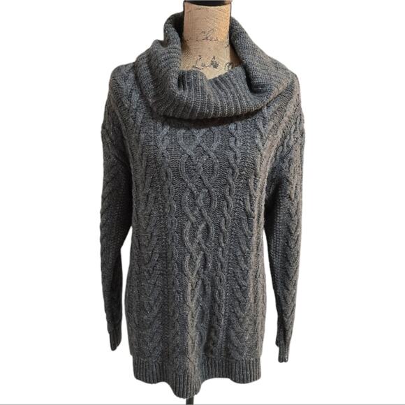 LRL Ralph Lauren Grey Cowl Neck Cable Knit Classic Sweater Size Large New! - Picture 1 of 7